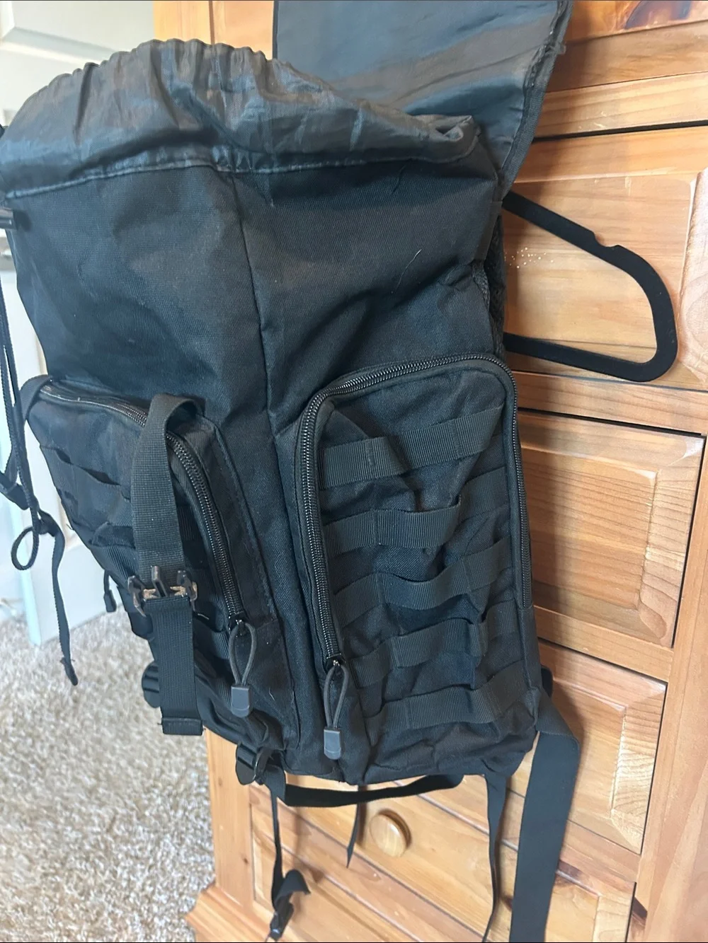 Black Tactical Roll-Top Backpack (gaming transport) - Unbranded